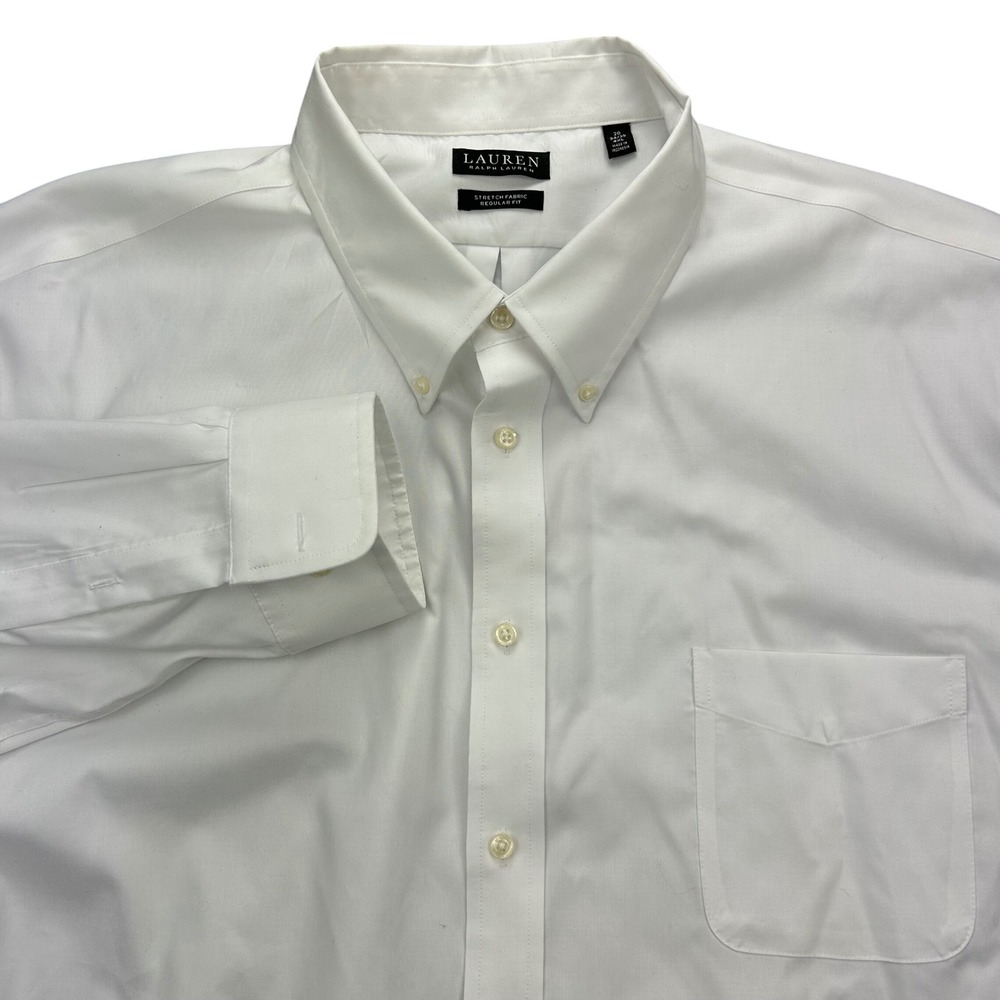 Lauren Ralph Lauren Shirt Mens 4XL White Stretch Regular Fit Button Down Dress